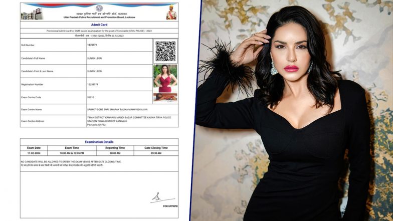 Sunny Leone's Admit Card in UP Police Recruitment Exam